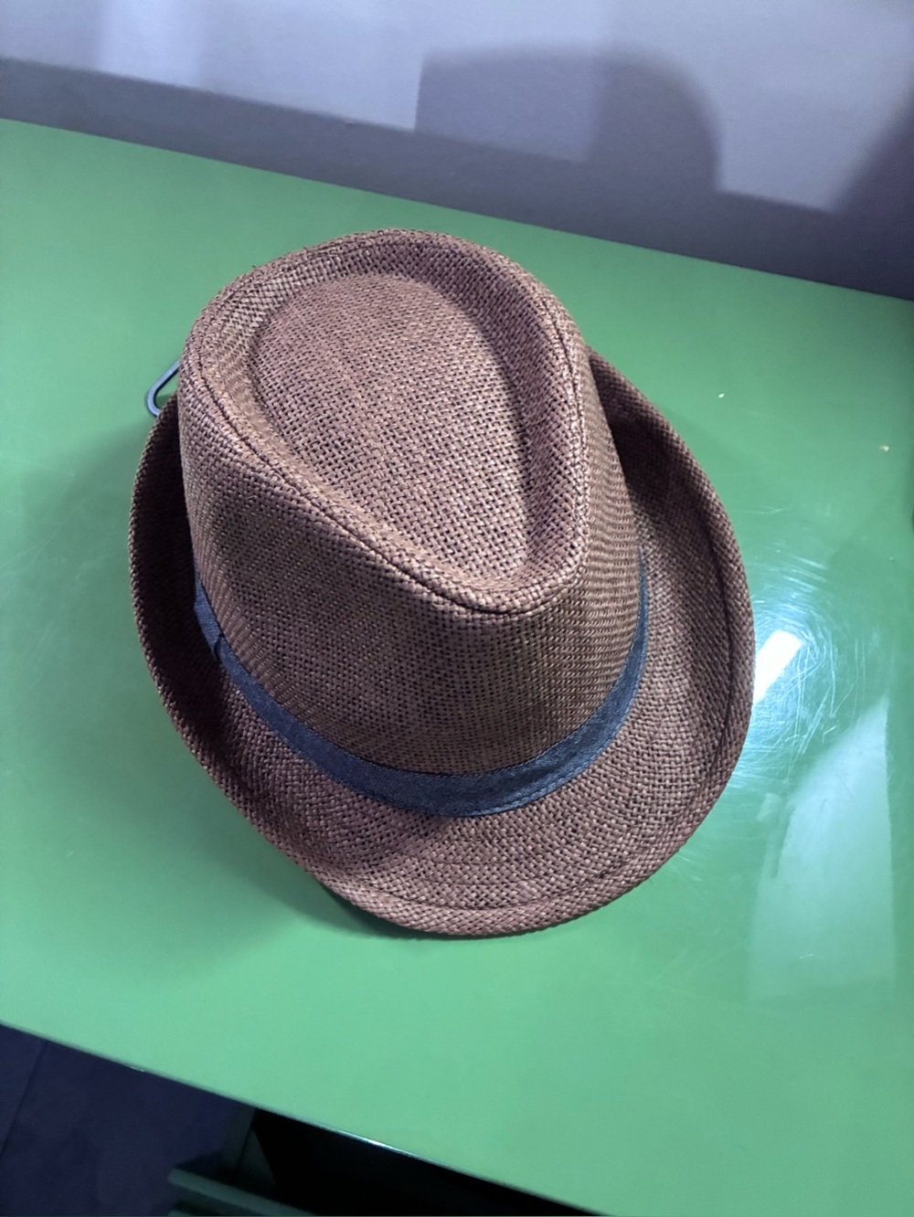 Banana Republic Brown Straw Fedora with Gray Band